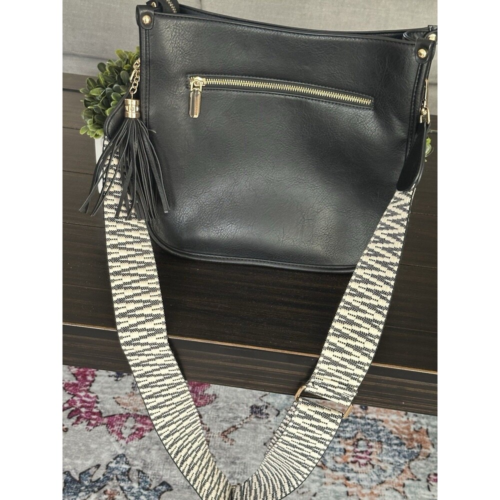 Black HK LUF Crossbody Shoulder Bag for Women with Adjustable Strap and Zipper